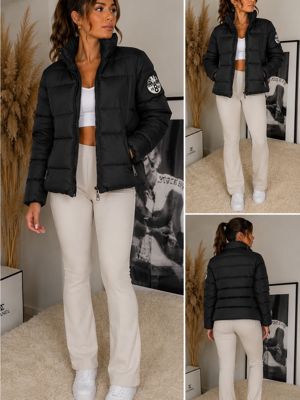 Nautica Black Quilted Puffer Jacket - Women's Size Medium